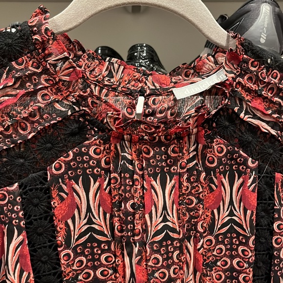 Anthropologie Lace Inset Top Women Size XS - Picture 6 of 7